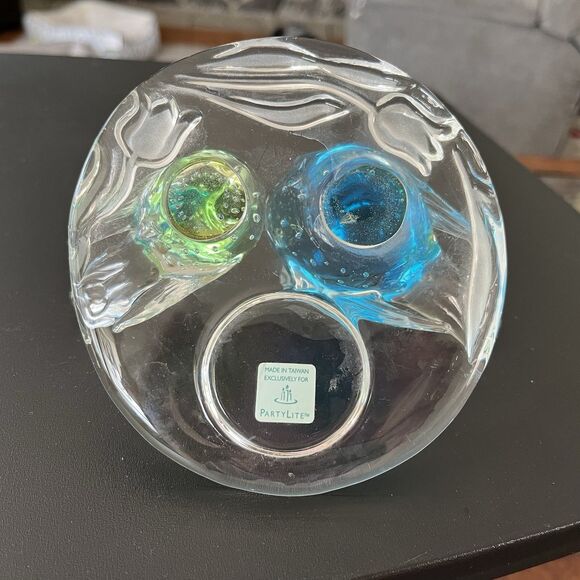 Partylite Birds of Spring Tealight Candle Holder Art Glass Bubbles Rare Retired - Picture 8 of 10